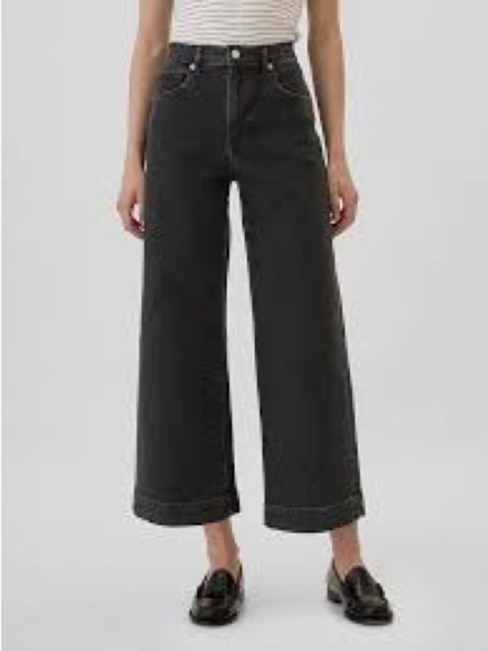 GAP High Rise Wide Leg Cropped Jeans Black Wash Women’s Size 2/26R - Picture 1 of 4